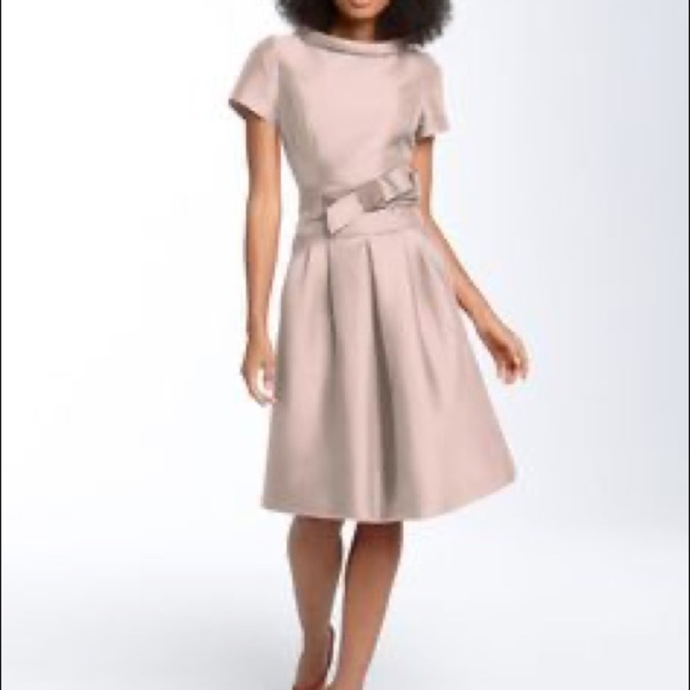 TERI JON RICKIE FREEMAN ROLL NECK CAP SLEEVE DRESS